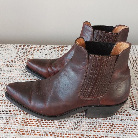 Silver Rebel Short Boots Size 6 Women Leather Western Cowboy Boho Ankle Bootie - Picture 5 of 14